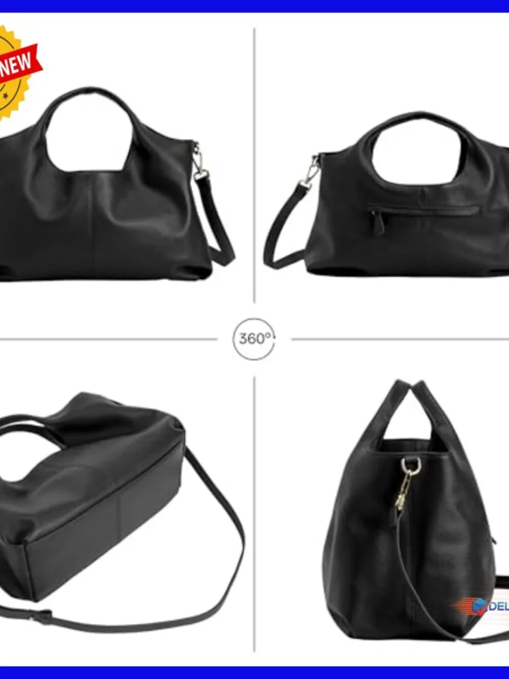 Leather Satchel Tote Bag with Adjustable Strap, Crossbody Shoulder Purse